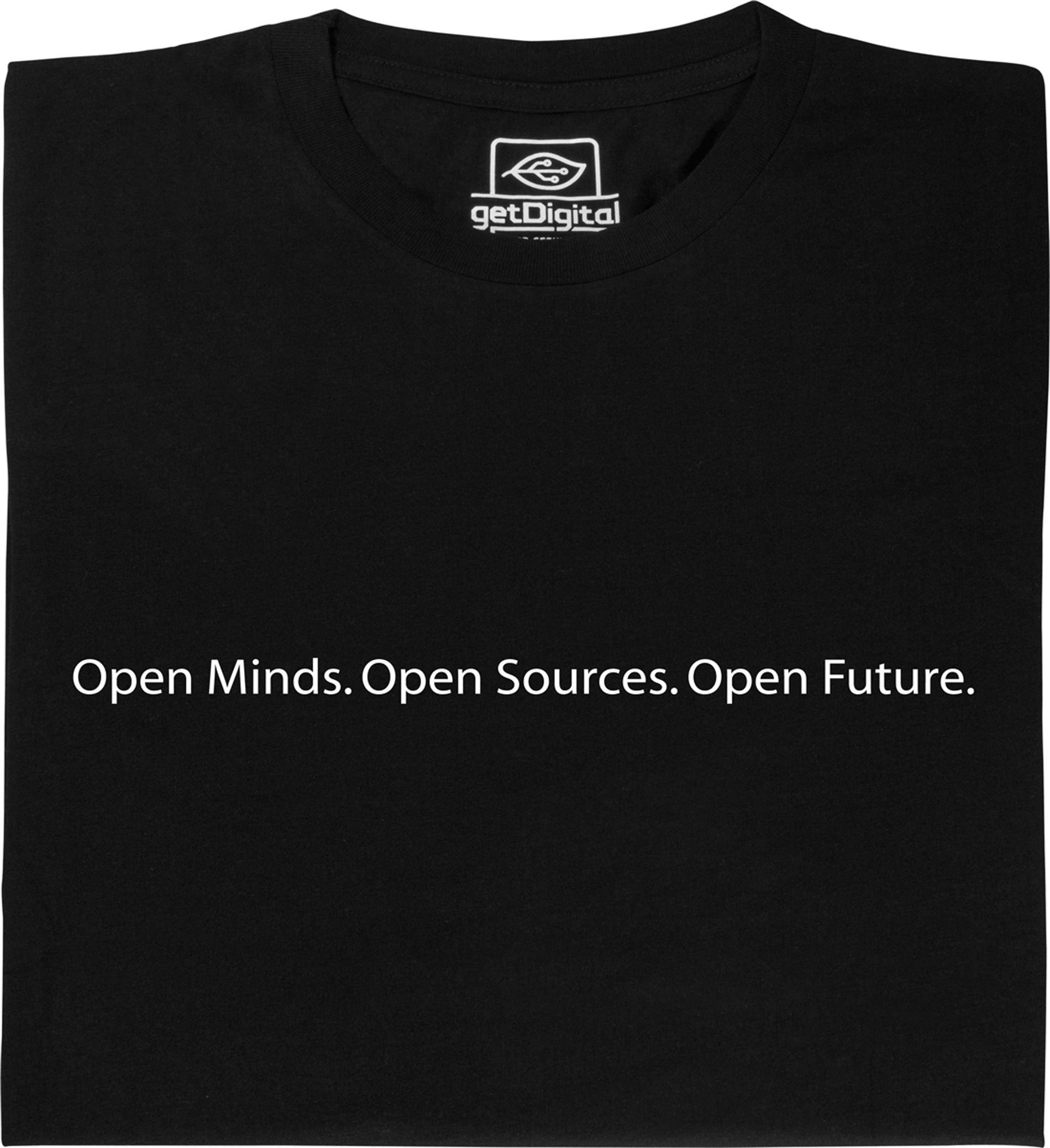 Fair gehandeltes Öko-T-Shirt: Open Minds. Open Sources. Open Future.