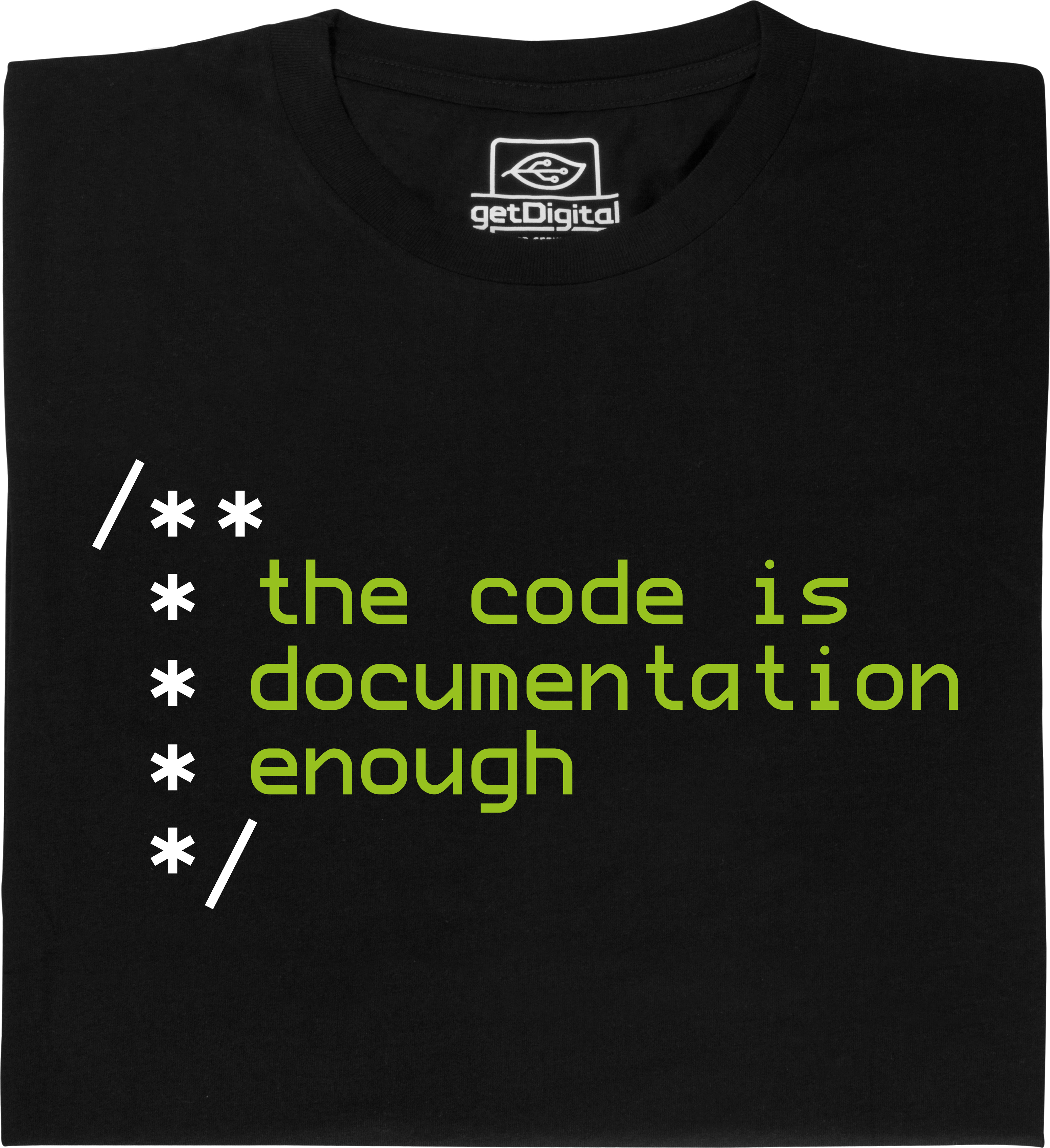 Fair gehandeltes Öko-T-Shirt: The code is documentation enough
