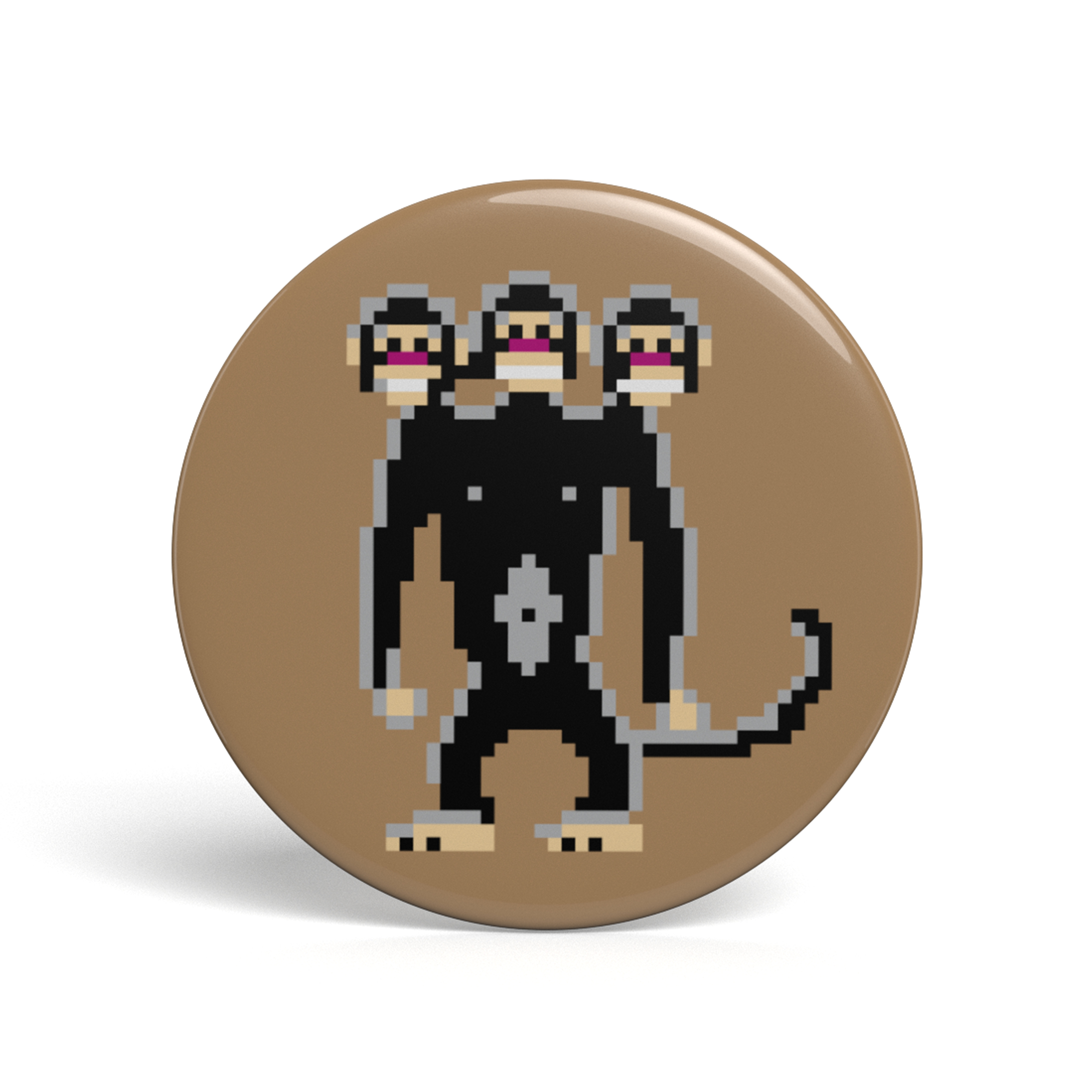 Geek Button Dreiköpfiger Affe