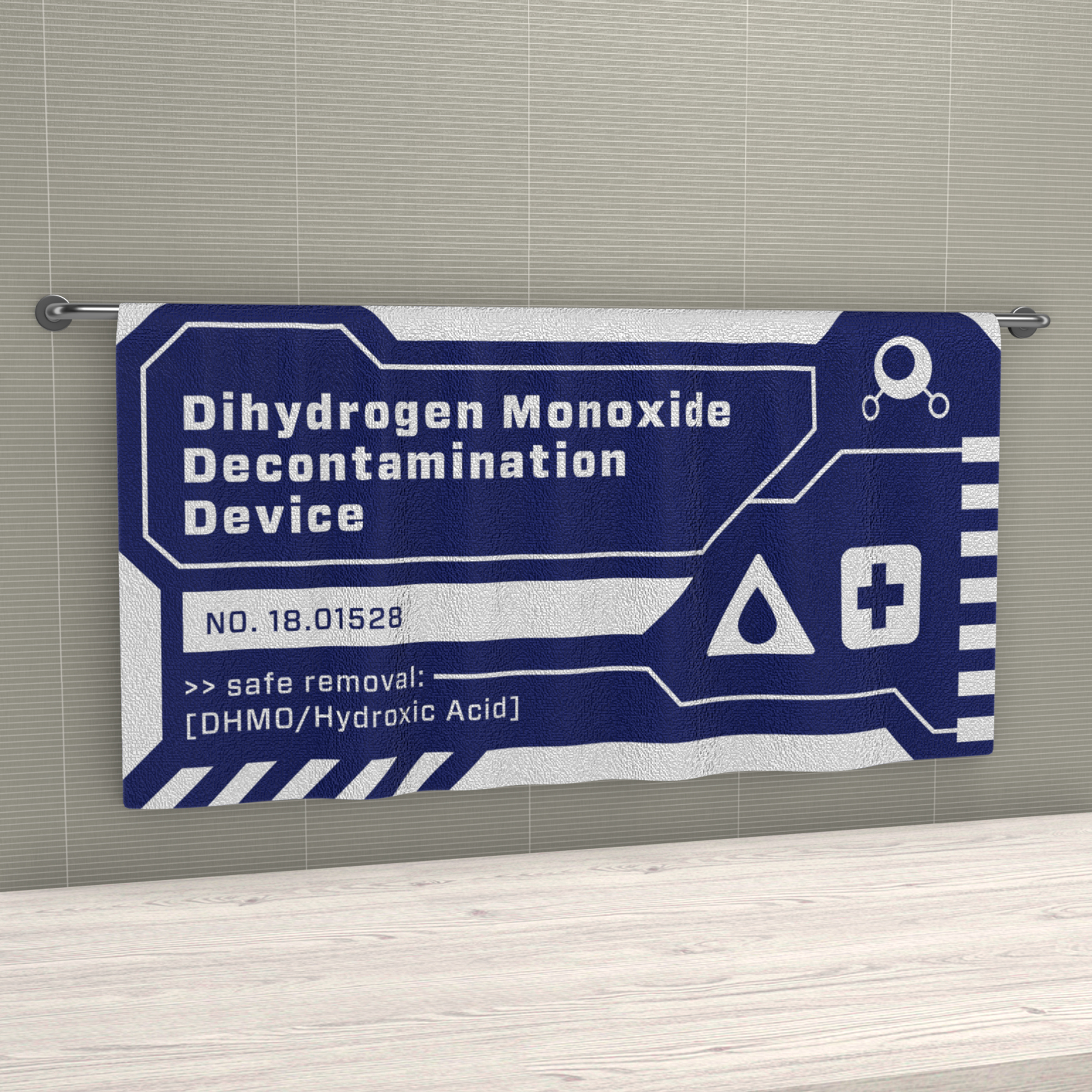 getDigital DHMO Badehandtuch – Großes Strand Handtuch für Chemie Geeks und Nerds mit Dihydrogenmonoxid Motiv – 140 x 70 cm, 100% Baumwolle