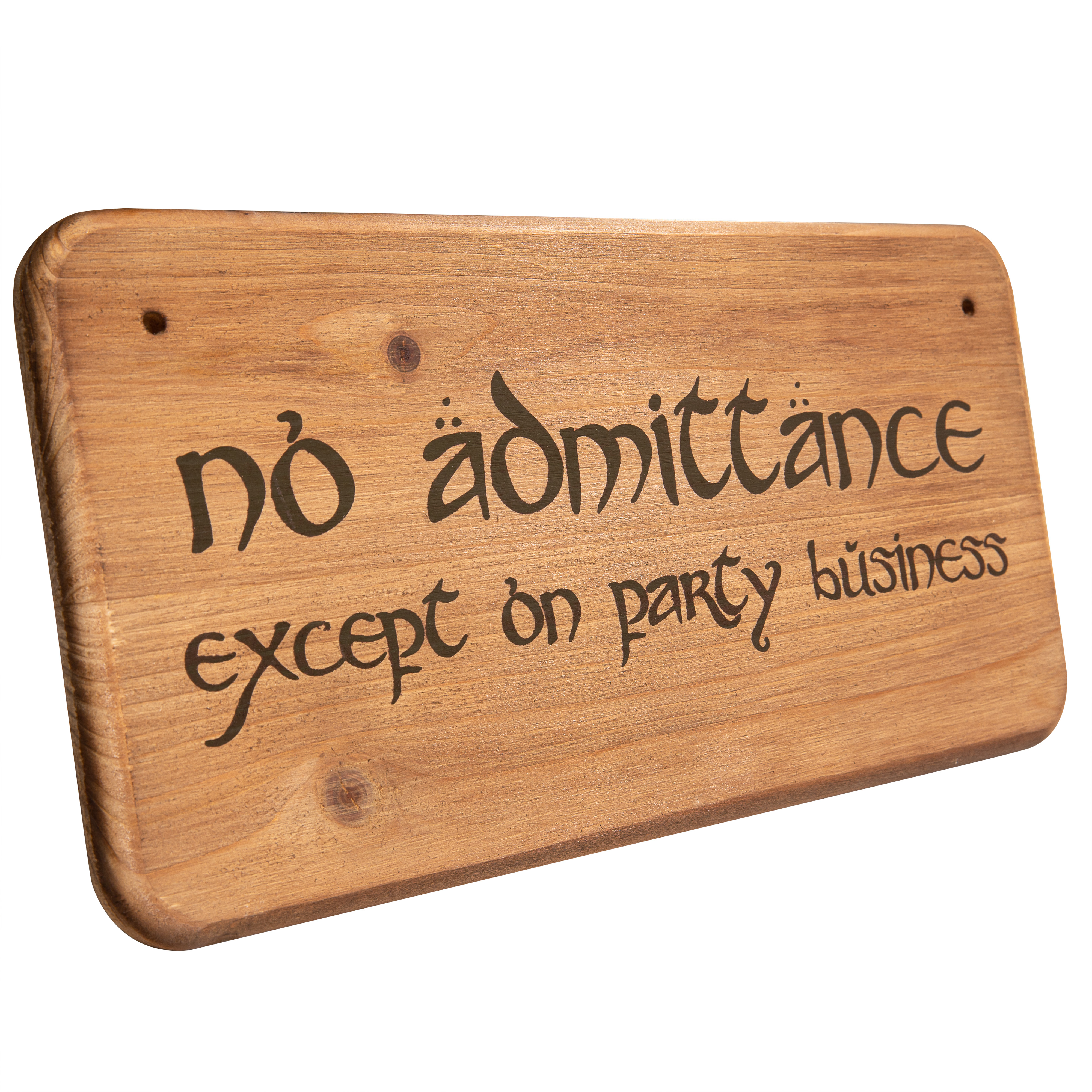 getDigital Holzschild No Admittance except on Party Business – Wand Deko Schild für Geeks, Nerds und Fantasy Fans – 13 x 15 x 1 cm Holz
