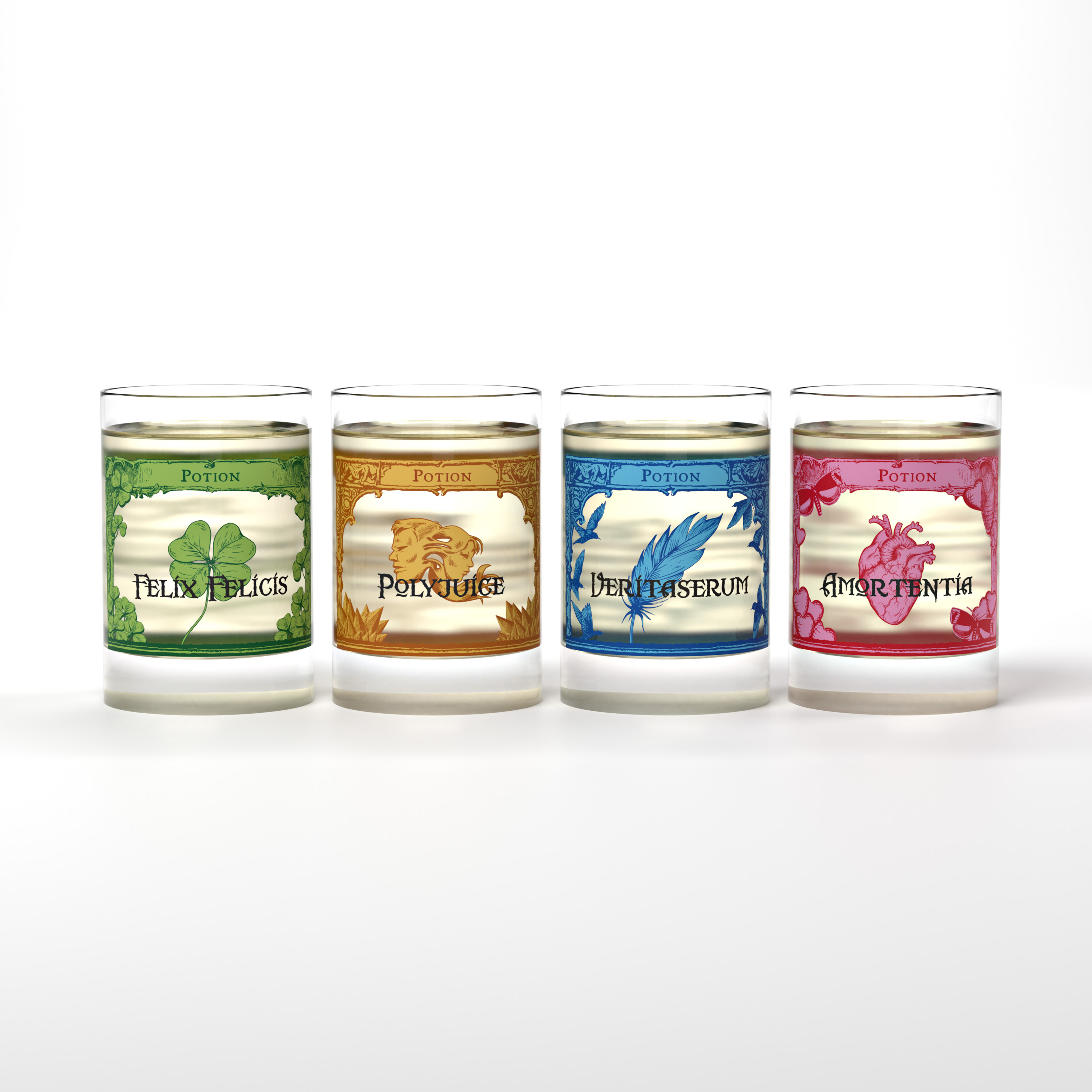 getDigital Zaubertrank Schnapsgläser Set – 4 Magische Shotgläser, Stamper aus Glas für Spirituosen & Liköre – Je 4cl, Spülmaschinengeeignet