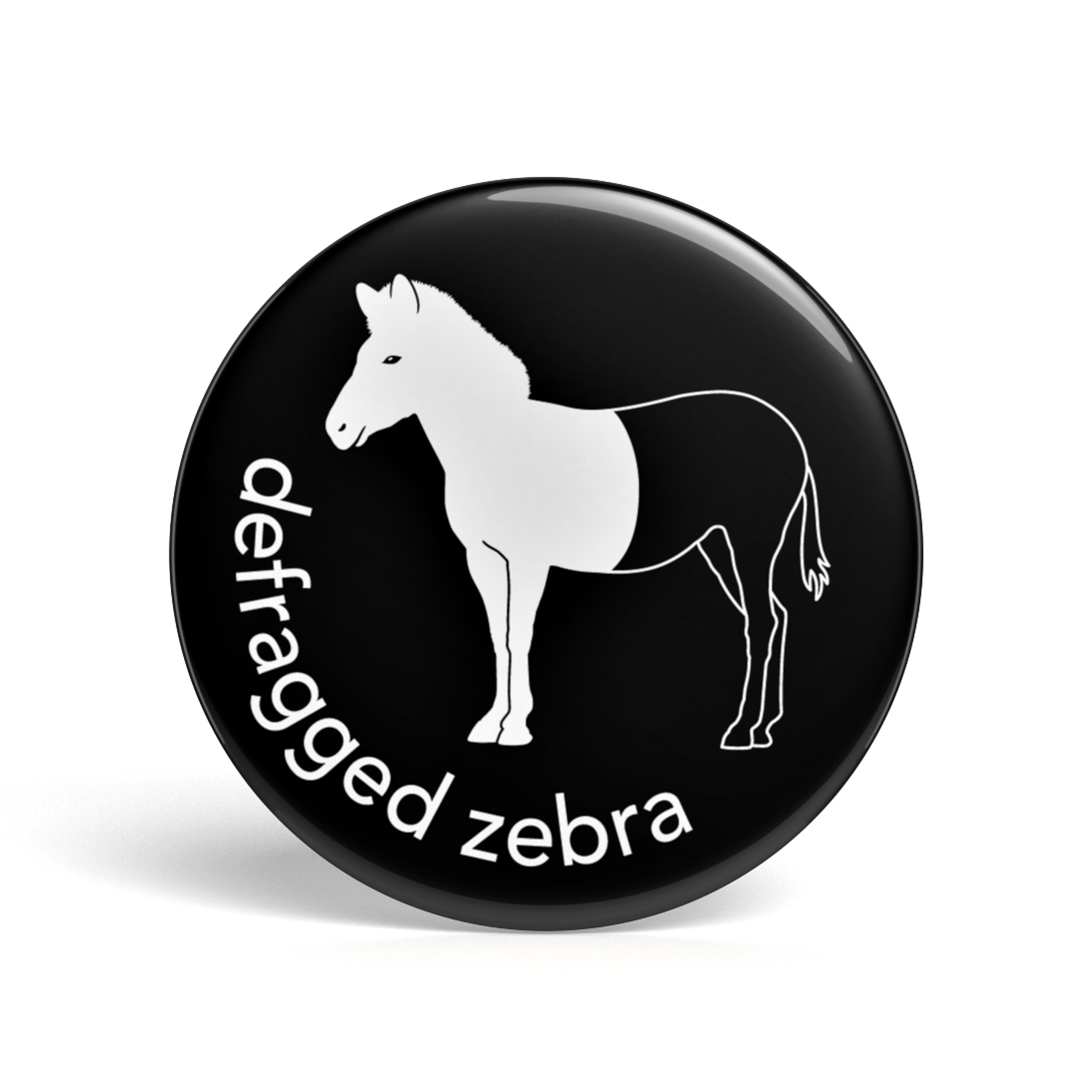 Geek Button Defragged Zebra