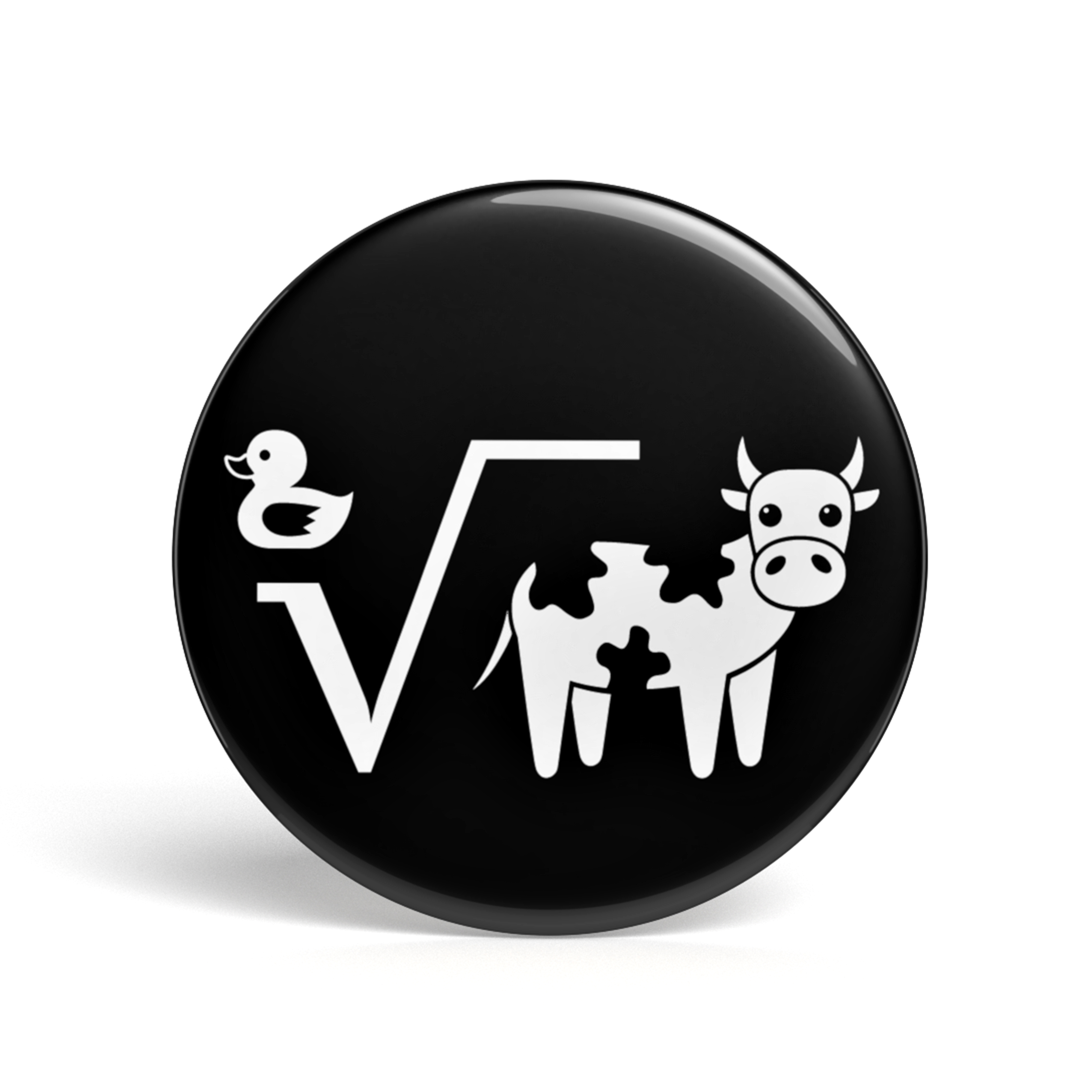 Geek Button Ente Wurzel aus Kuh
