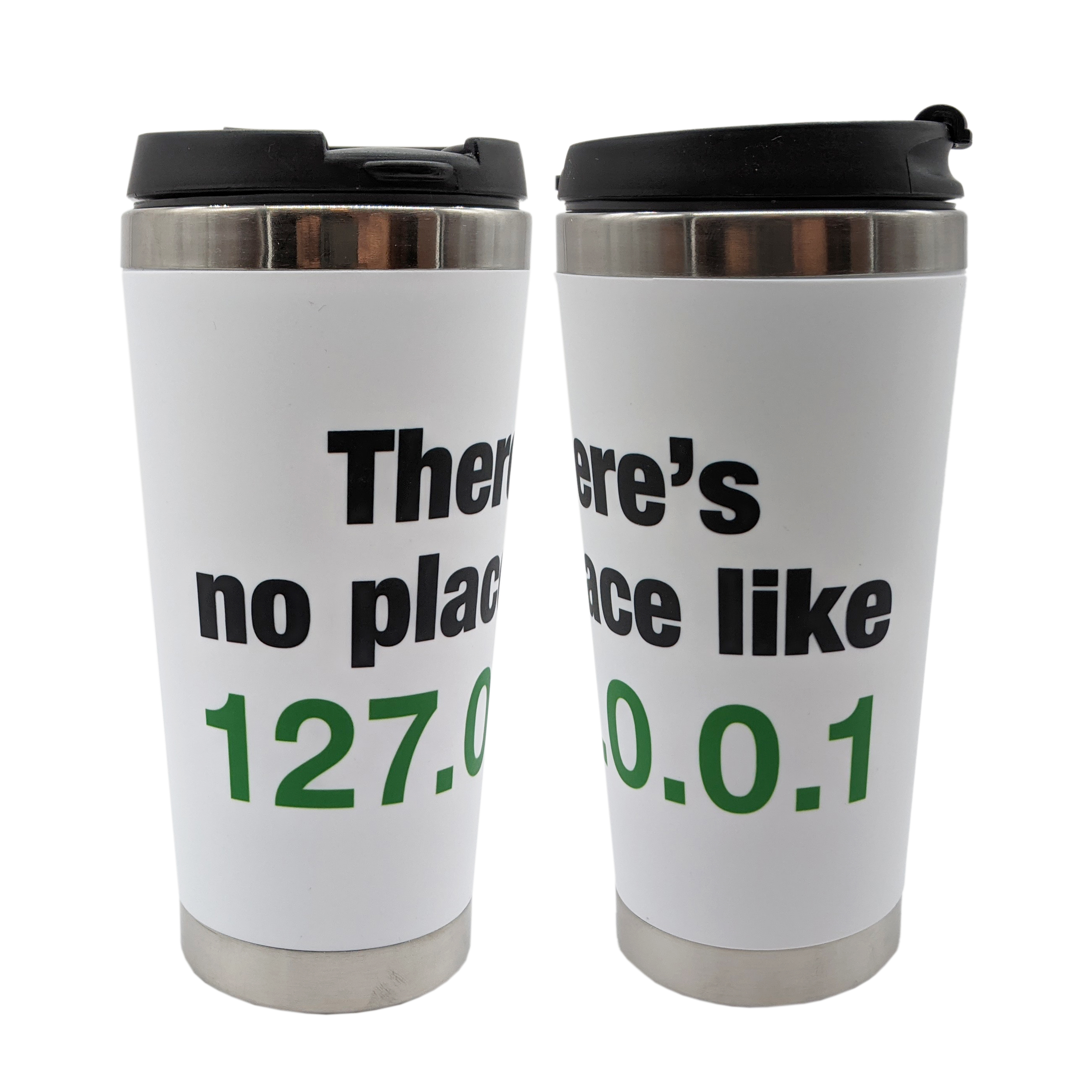getDigital Thermobecher 127.0.0.1 There is No Place Like Home – Isolierender Kaffeebecher to go für IT Geeks mit abnehmbarem Deckel – 420 ml Edelstahl