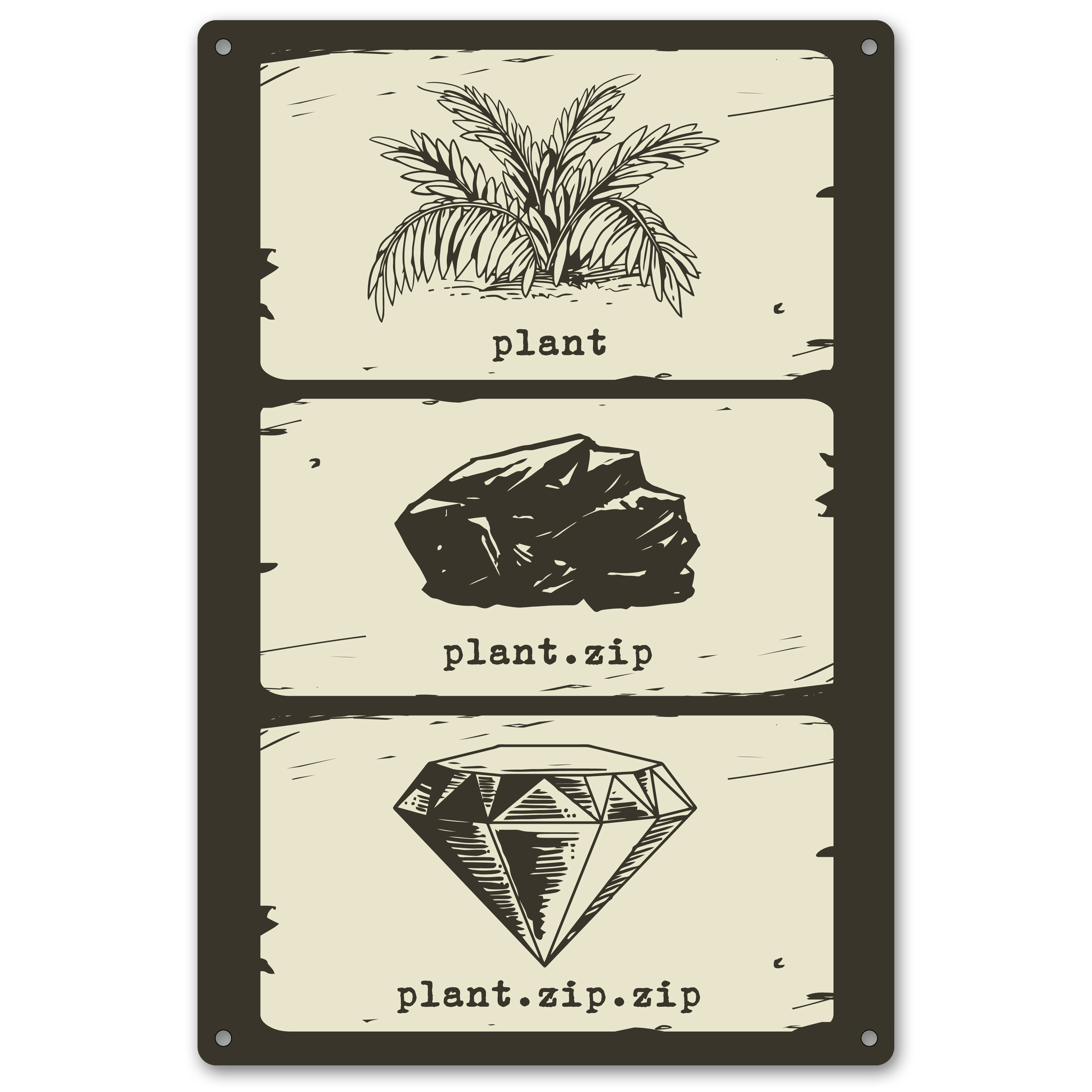 getDigital Blechschild Plant.zip.zip – Metallschild, Dekoschild, Wandschild, Poster aus Metall für Geeks & Nerds – 20 x 30,3 cm, Weißblech