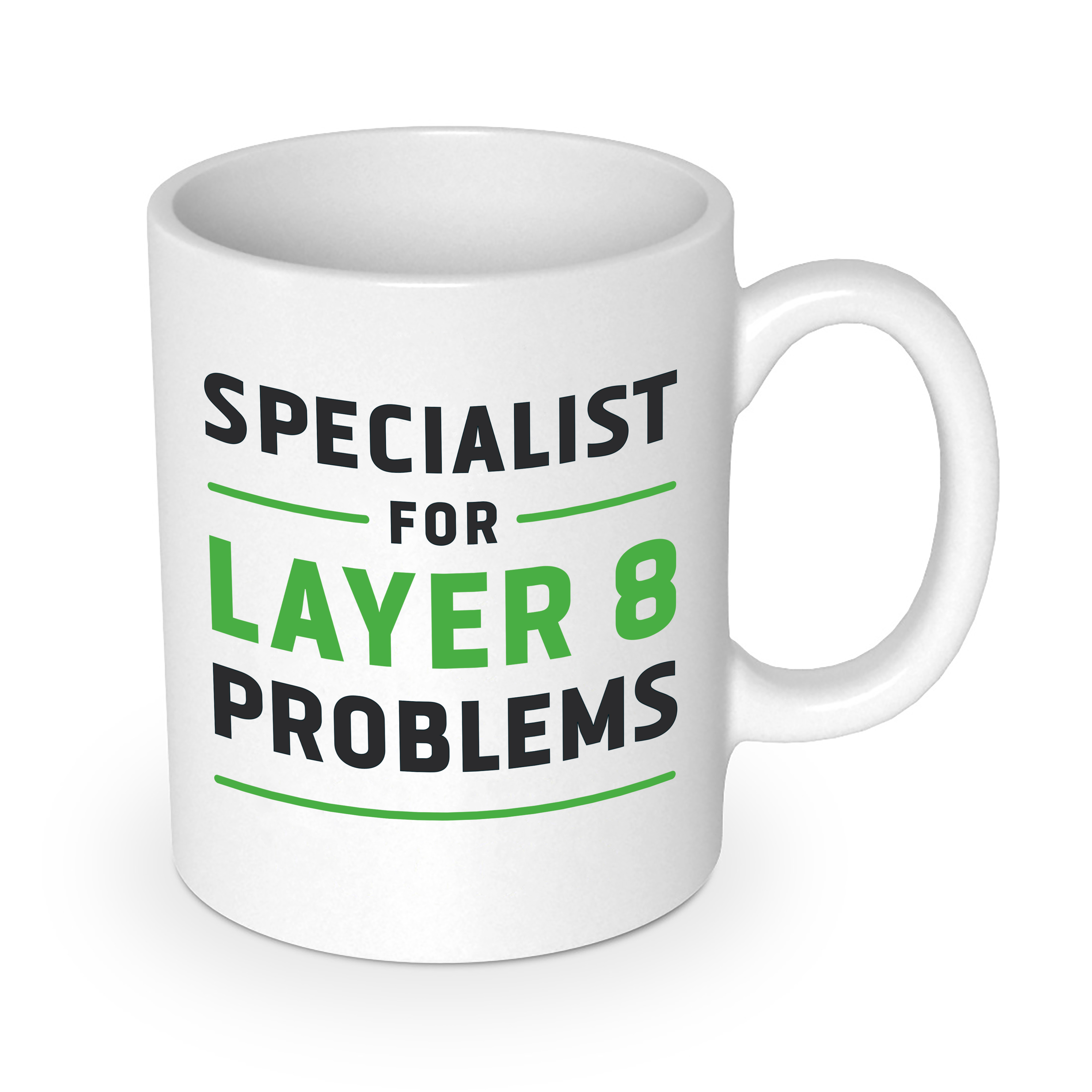 getDigital Specialist for Layer 8 Problems Kaffeebecher – Lustige Büro Tasse Becher für Computer & Technik Geeks – Keramik 300 ml