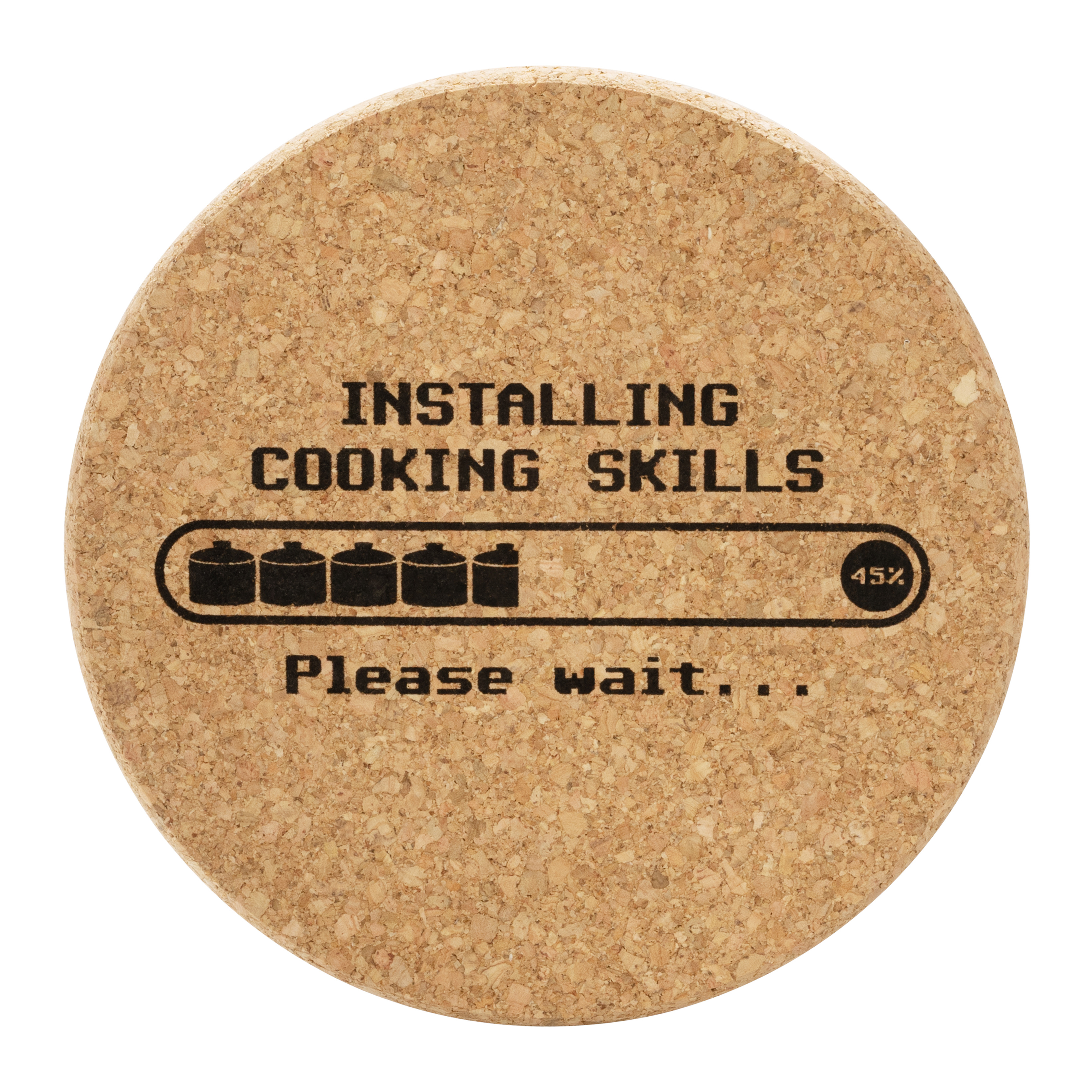 Topfuntersetzer Installing Cooking Skills – Lustiger Untersetzer für Computer Geeks, Nerds & Gamer – Kork 15cm