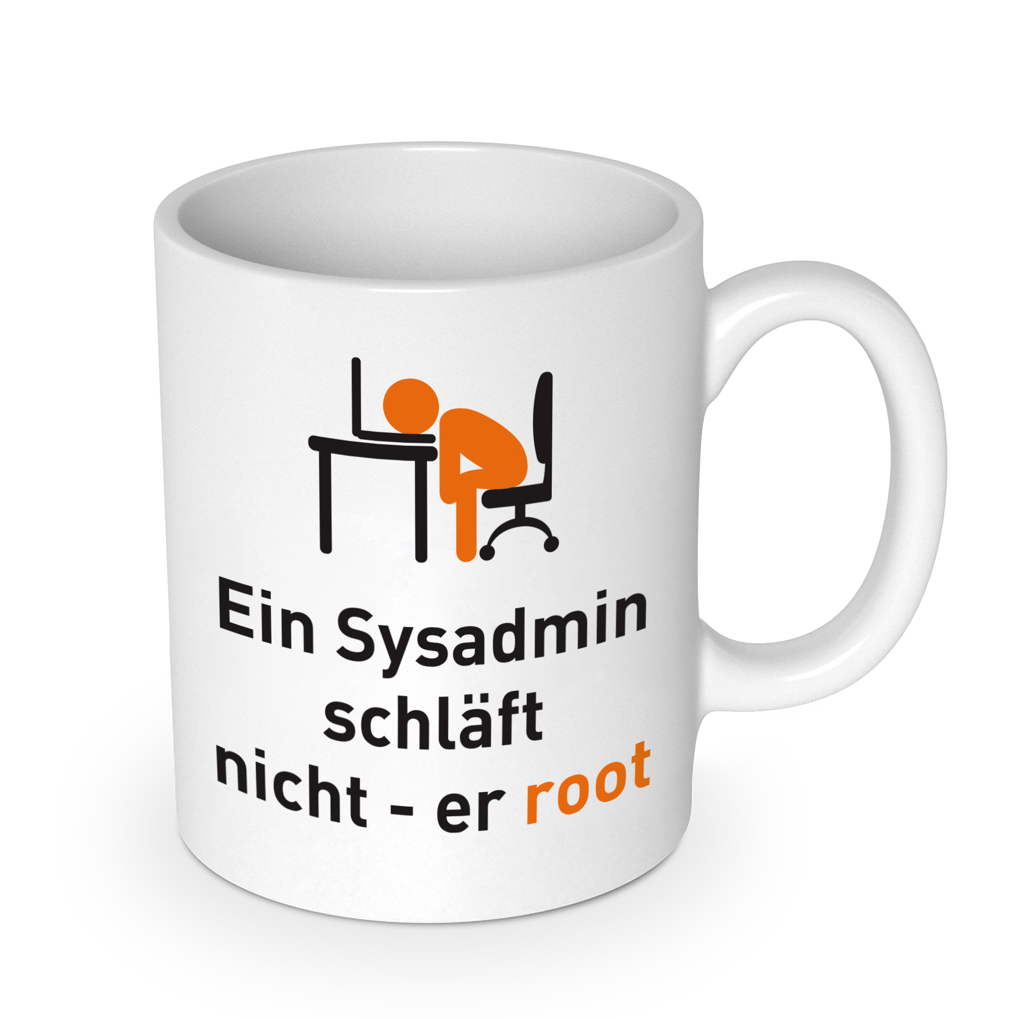getDigital Ein Sysadmin schläft nicht er root Kaffeebecher – Lustige Büro Tasse Becher für Computer Geeks – Keramik 300 ml