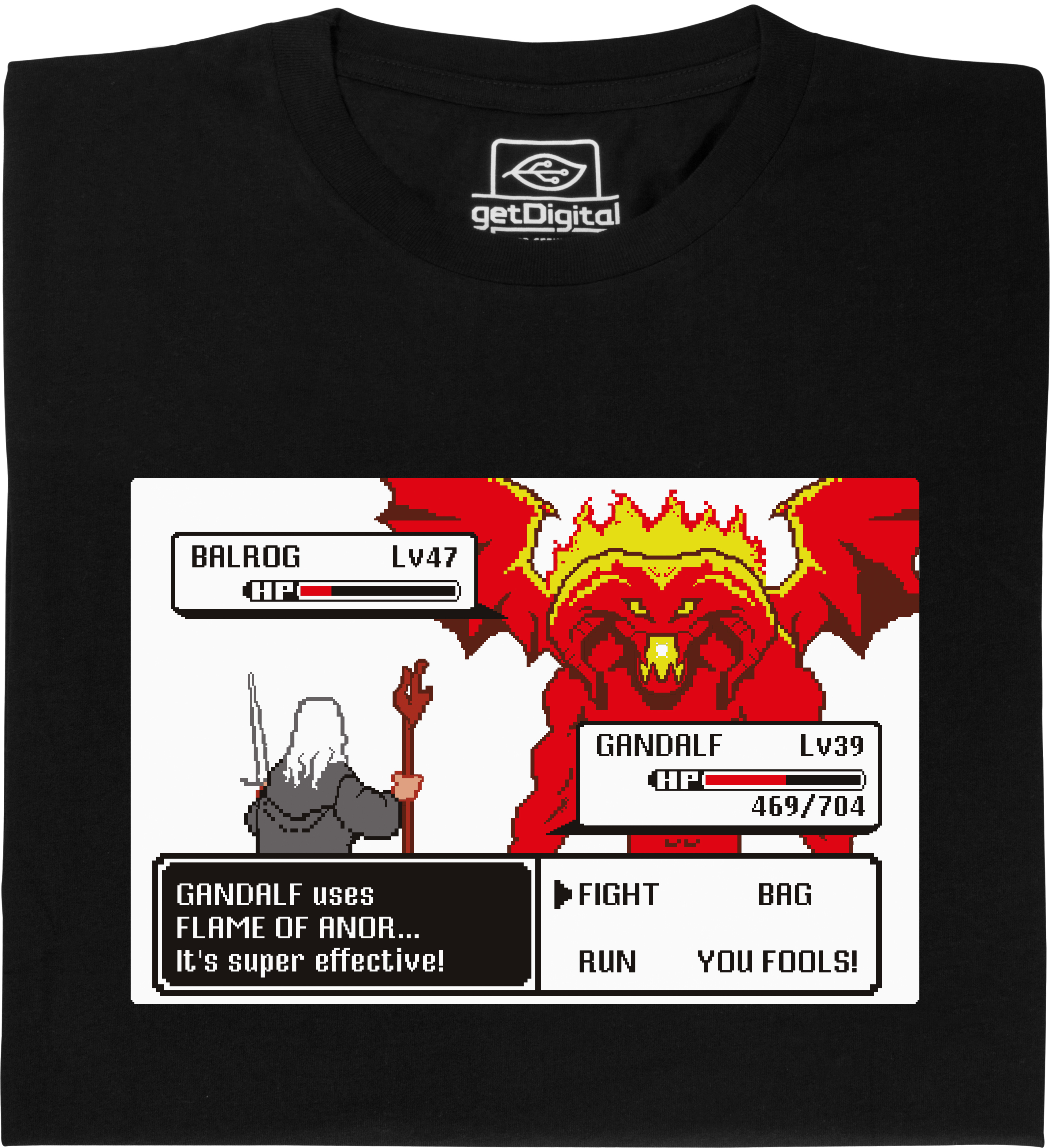 Fair gehandeltes Öko-T-Shirt: Gandalf vs Balrog Retro Game