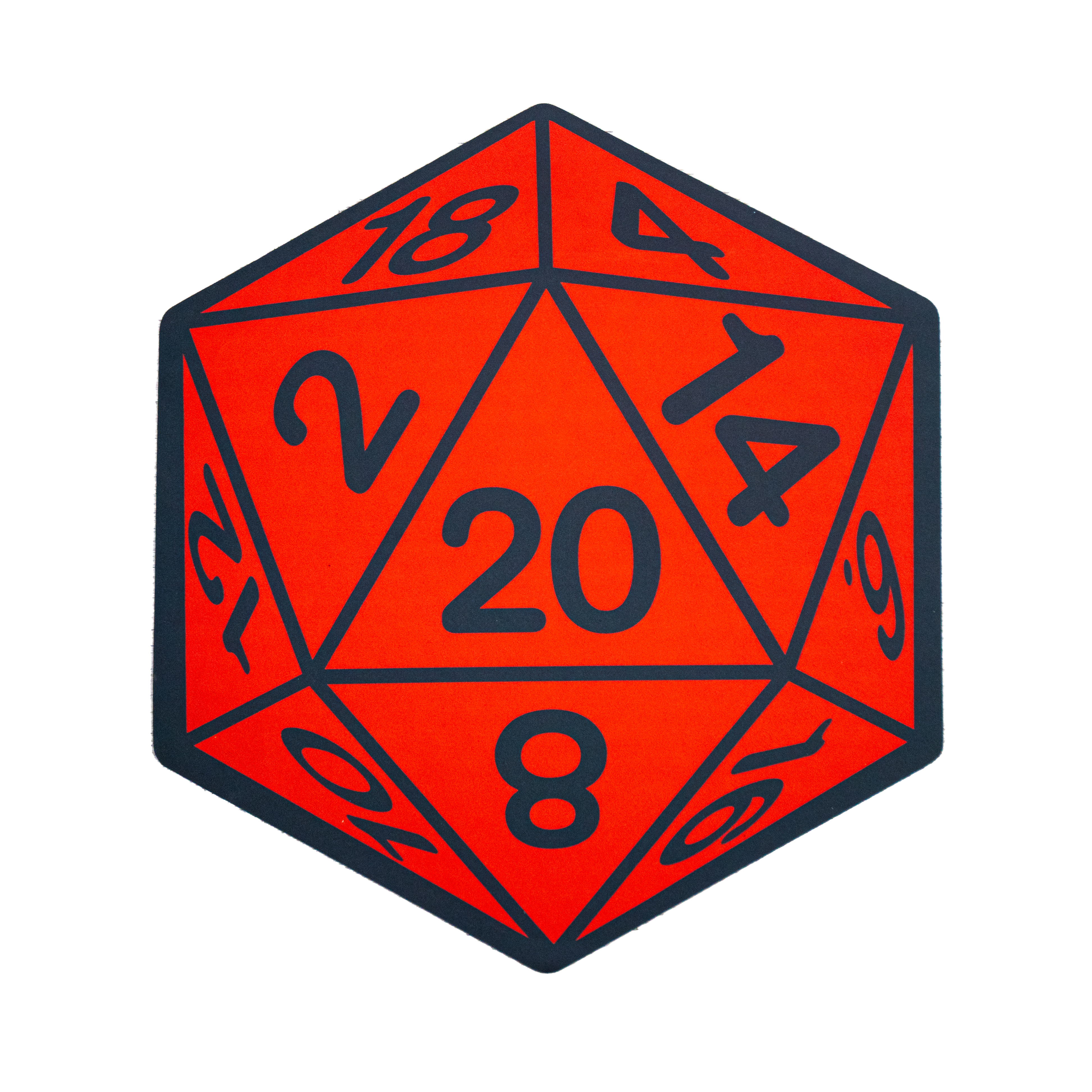 getDigital RPG Würfel W20 Badematte – Badteppich für Geeks, Nerds und Rollenspieler, Rutschfester Duschvorleger fürs Badezimmer – Rot Schwarz, 60,5 x 40 cm