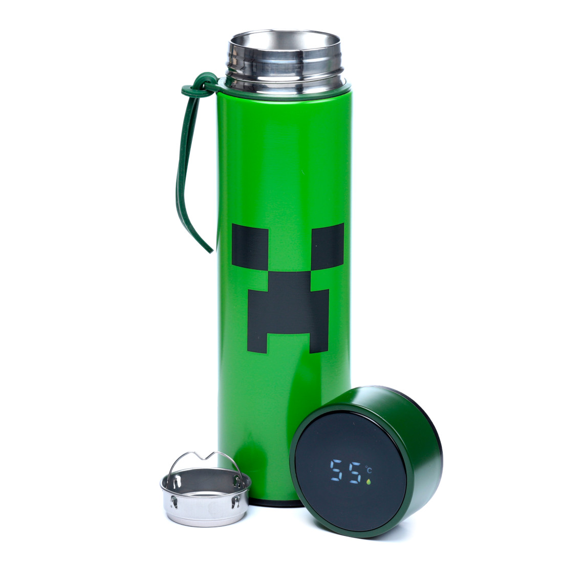 Minecraft Creeper Trinkflasche mit Digital Thermometer