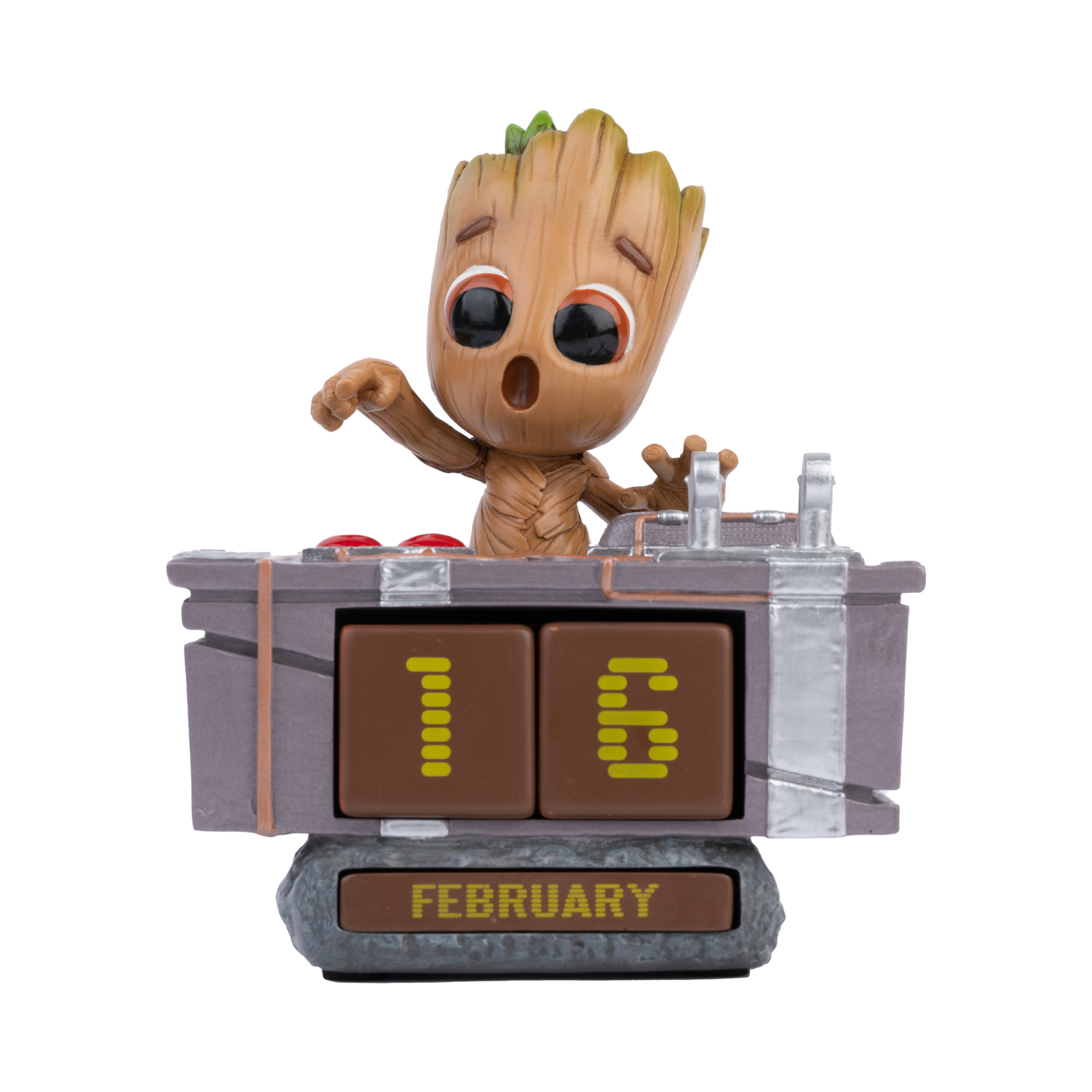 Grupo Erik Ewiger Kalender Marvel Groot Figur Death Button – 3D Kalender Tischkalender zum Aufstellen – Dauerkalender Offizieller Marvel Fanartikelt Büro Deko