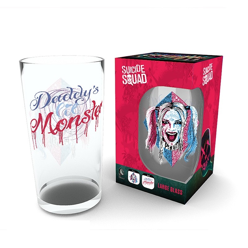 Suicide Squad – Bierglas, Diamant (Einheitsgröße) (Transparent/Blau/Pink)