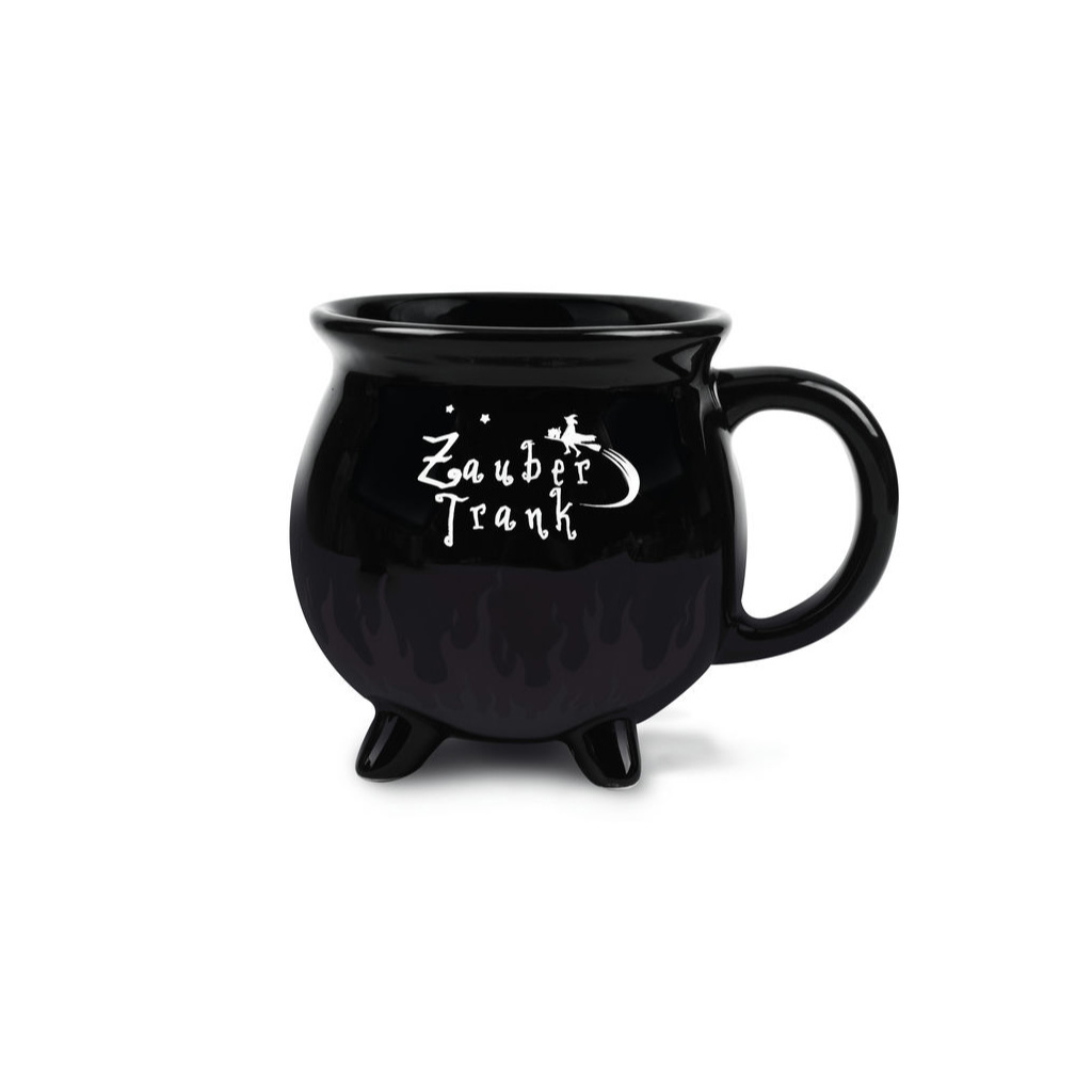 Winkee – Zaubertrank Becher | Witches Brew Mug | Hexenkessel Kaffeetasse | Witcher Tasse | Magischer Kaffee & Tee Kessel mit Feuer Effekt | Kaffeebecher groß ca. 450ml | Geschenk zum Geburtstag