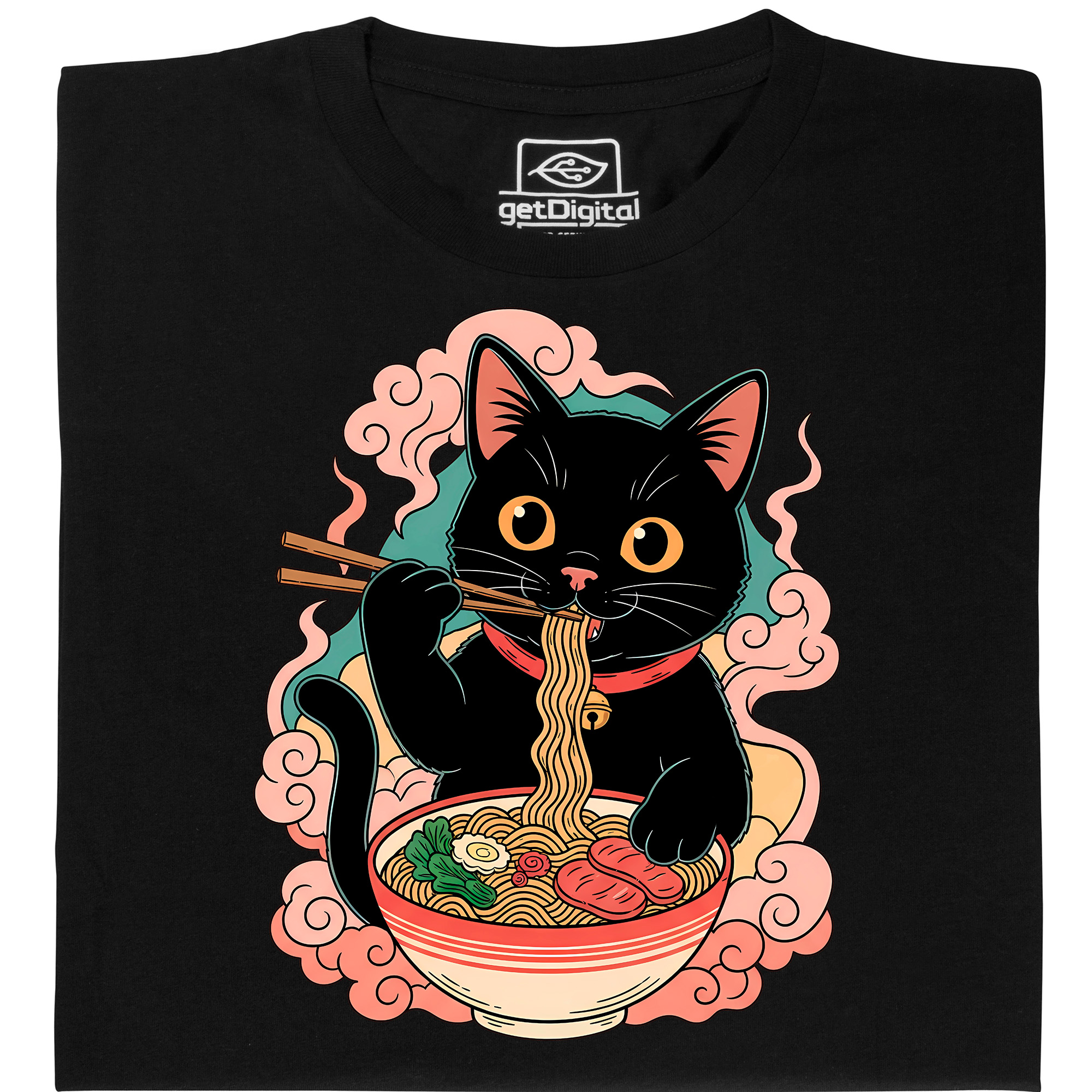 Fair gehandeltes Öko-T-Shirt: Ramen Katze
