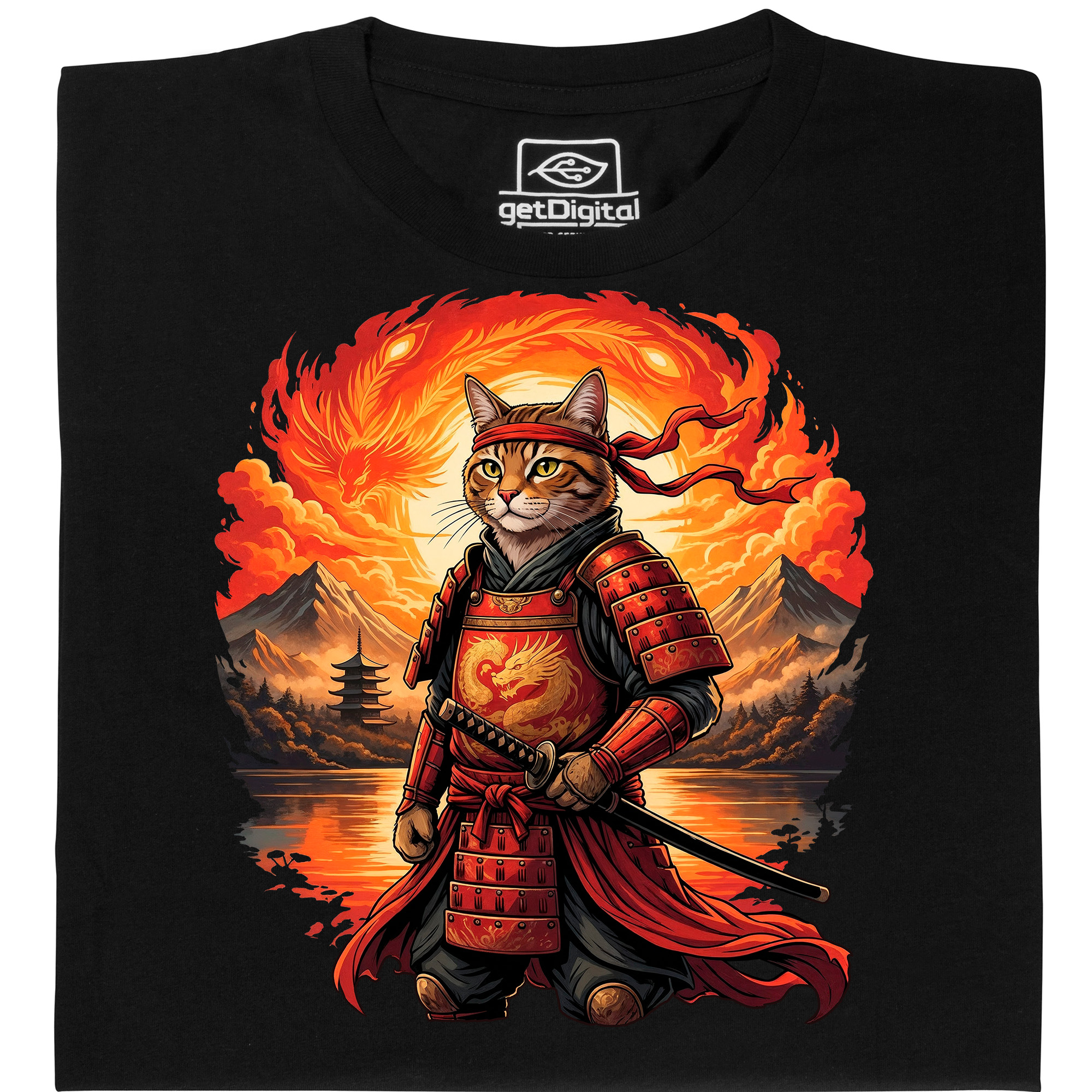Fair gehandeltes Öko-T-Shirt: Samurai Katze