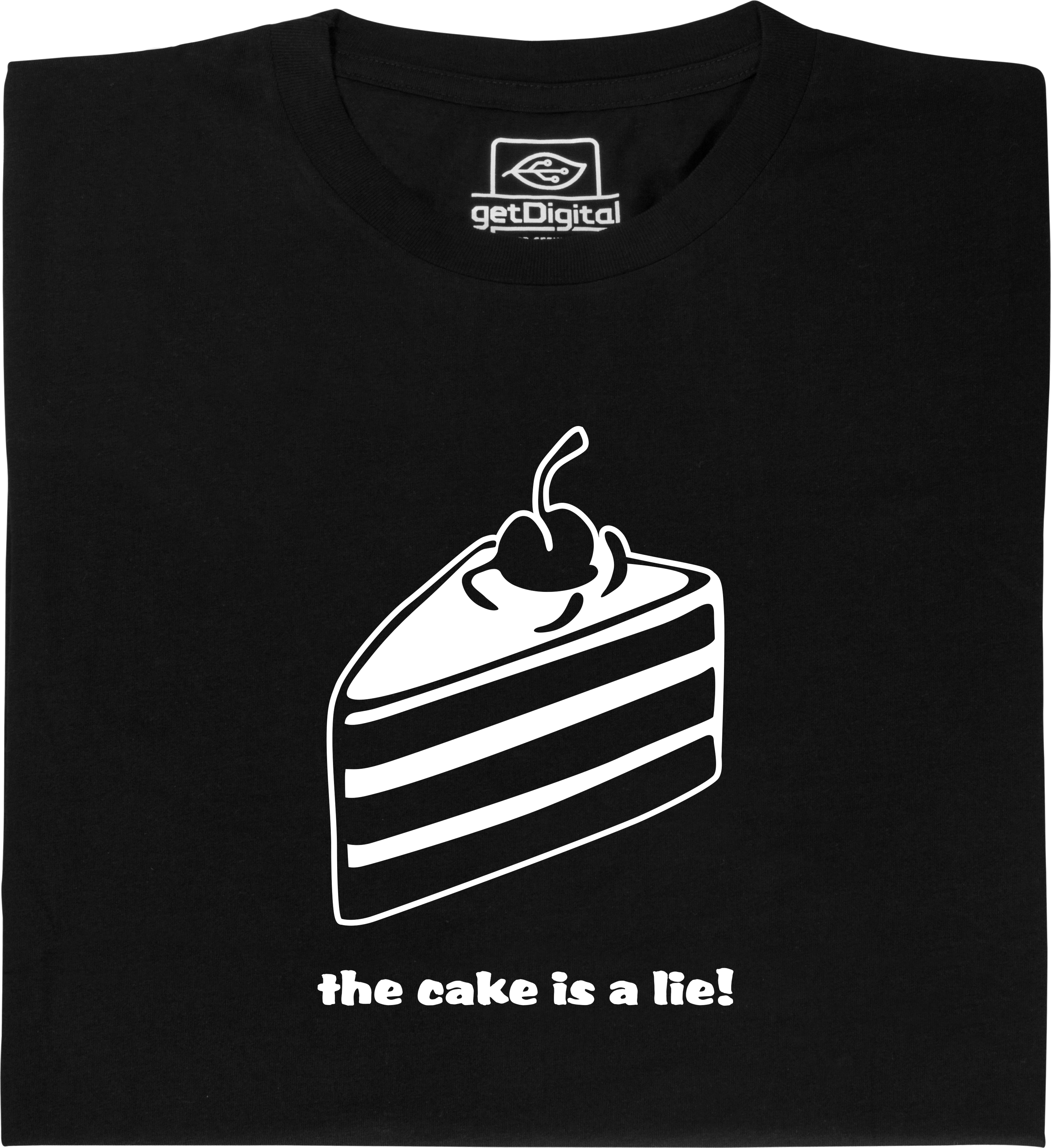 Fair gehandeltes Öko-T-Shirt: the cake is a lie